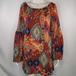 Win Win Multi Color Bell Sleeve Tunic‎ Top